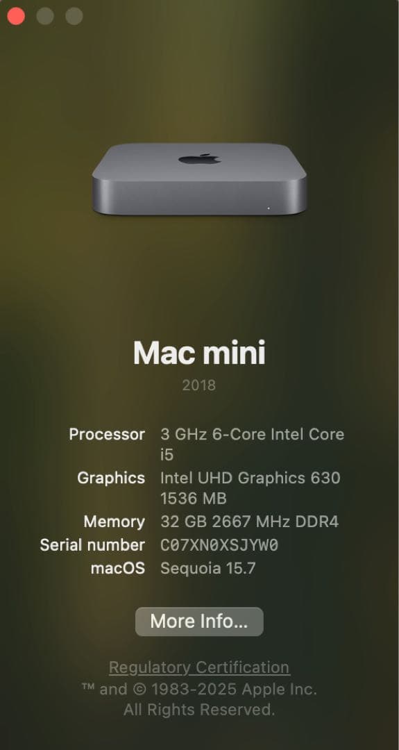 Macデスクトップ Apple Mac mini 2018 i5 32GB 512GB
