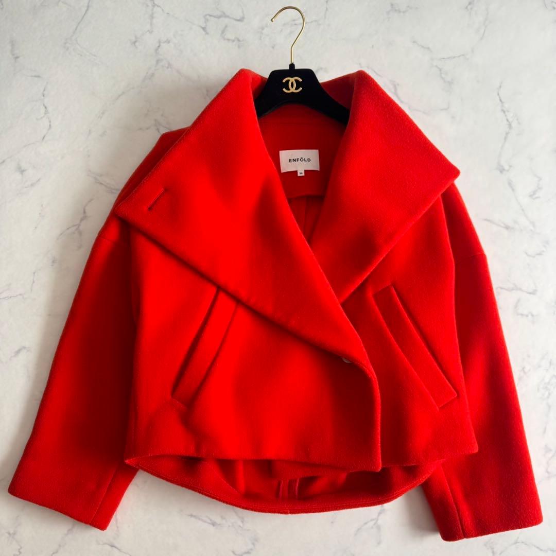 あ*可様 ENFOLD エンフォルド ウールリバーモッサショートドルマンコート