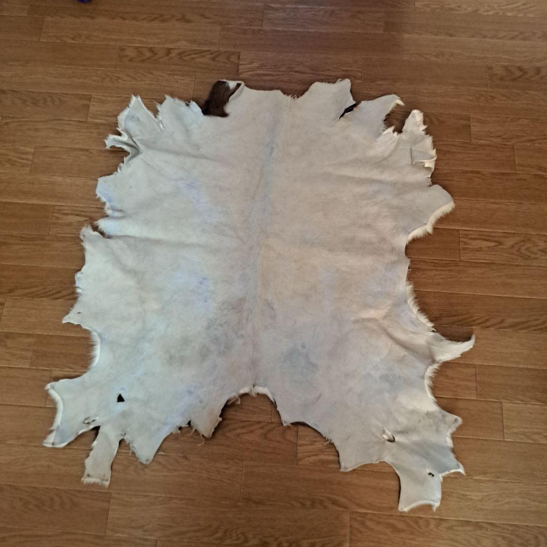 牛革ラグ カウラグ リアルファー 茶色と白