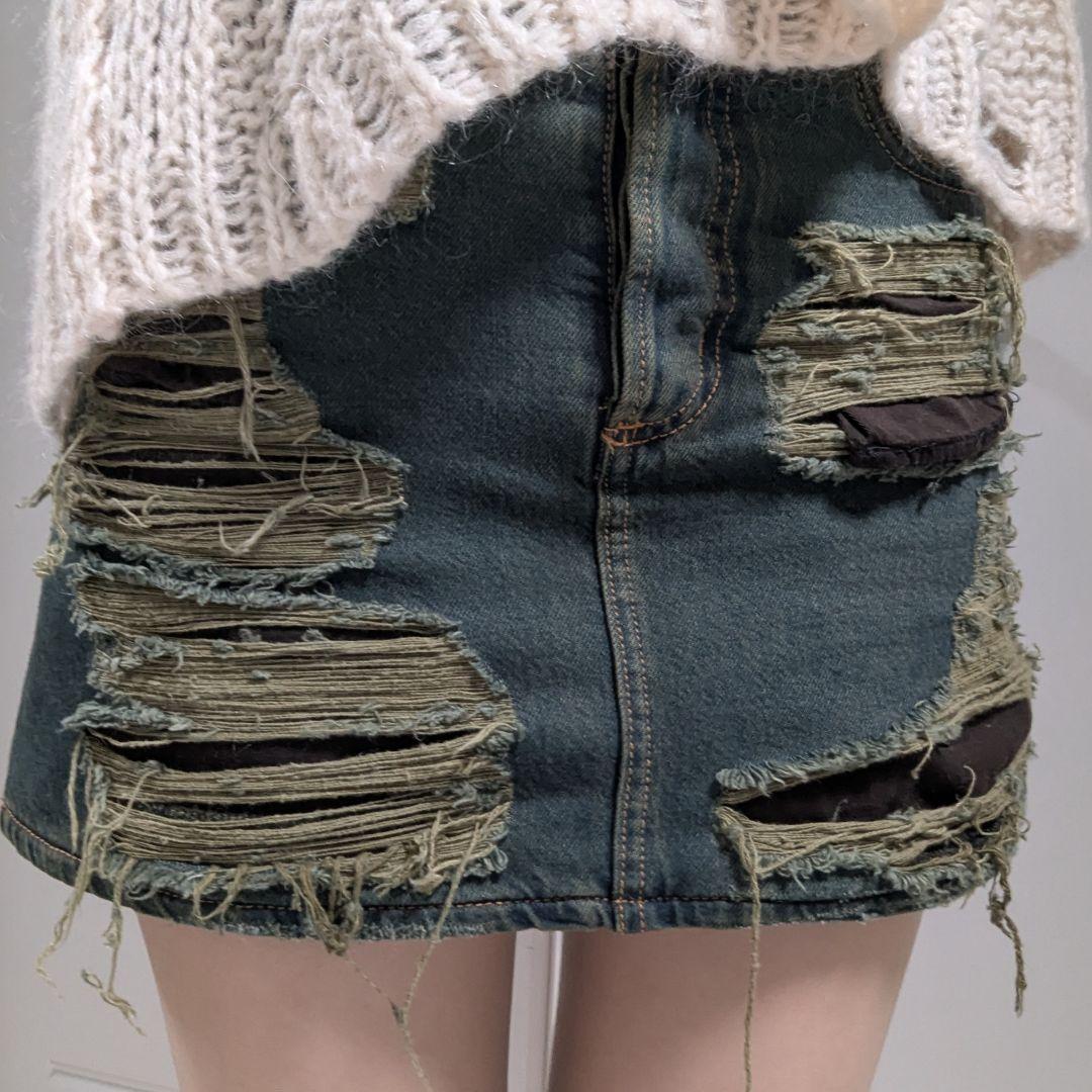 Acne Studios／ダメージデニムミニスカート／アクネストゥディオズ