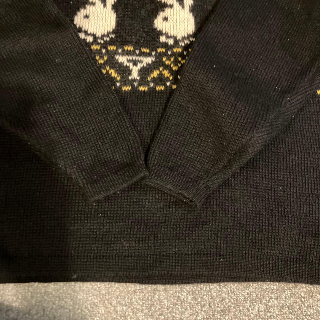 希少 Lサイズ　美品 古着 80's プレイボーイ ウール ニット セーター 黒