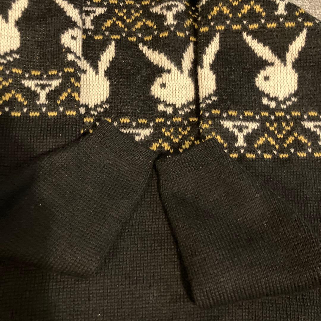 希少 Lサイズ　美品 古着 80's プレイボーイ ウール ニット セーター 黒