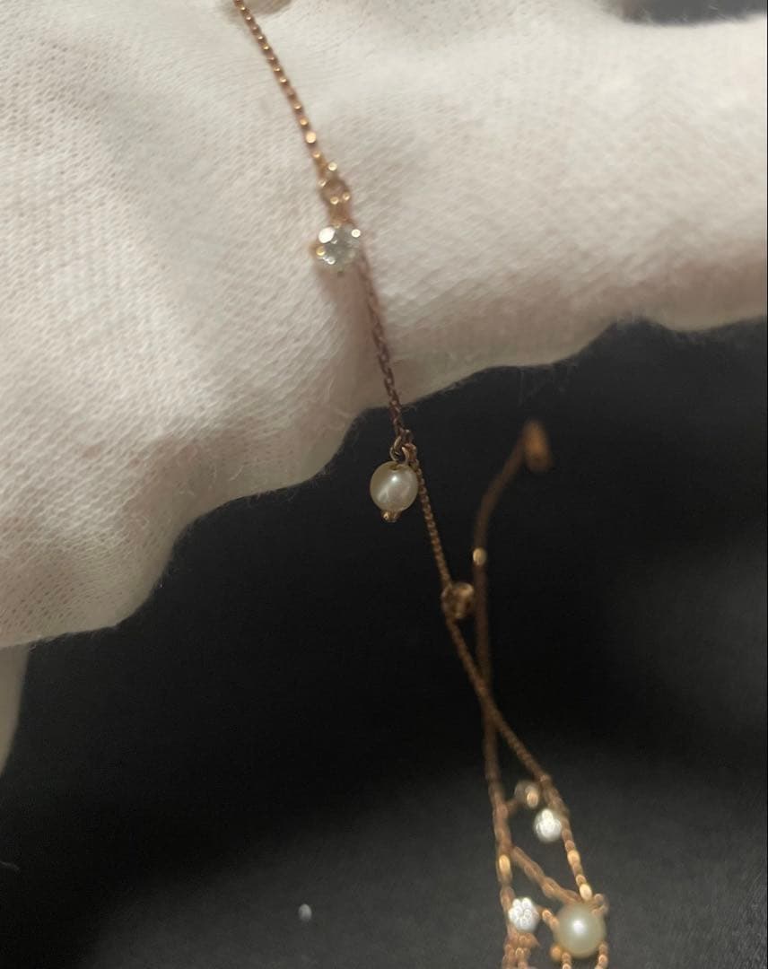 K10PG パール&メレダイヤ付ネックレス　送料無料！