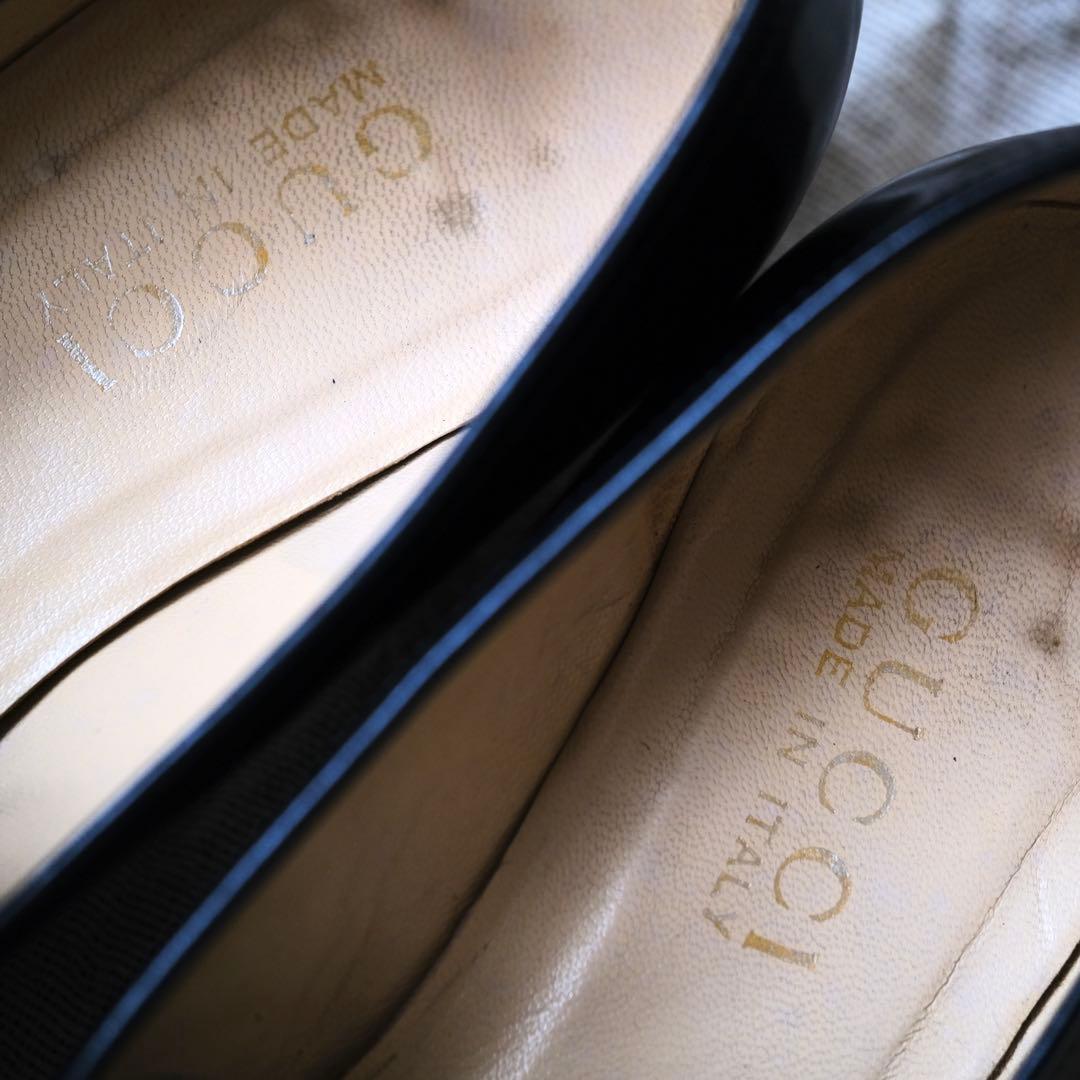 GUCCIグッチ ラウンドスクエアバックルローファー黒36 1/2C