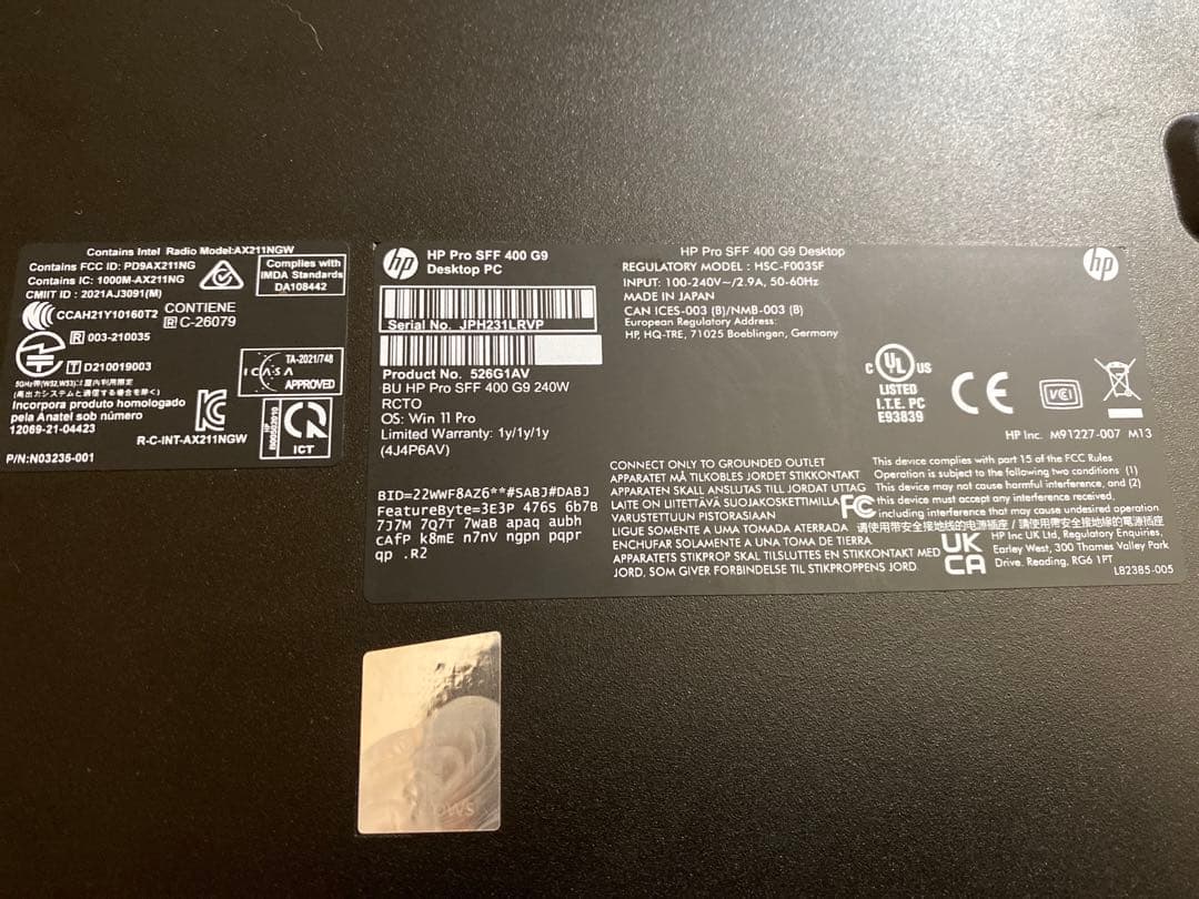 HP Pro SFF 400 G9 Core i3-12100 デスクトップPC