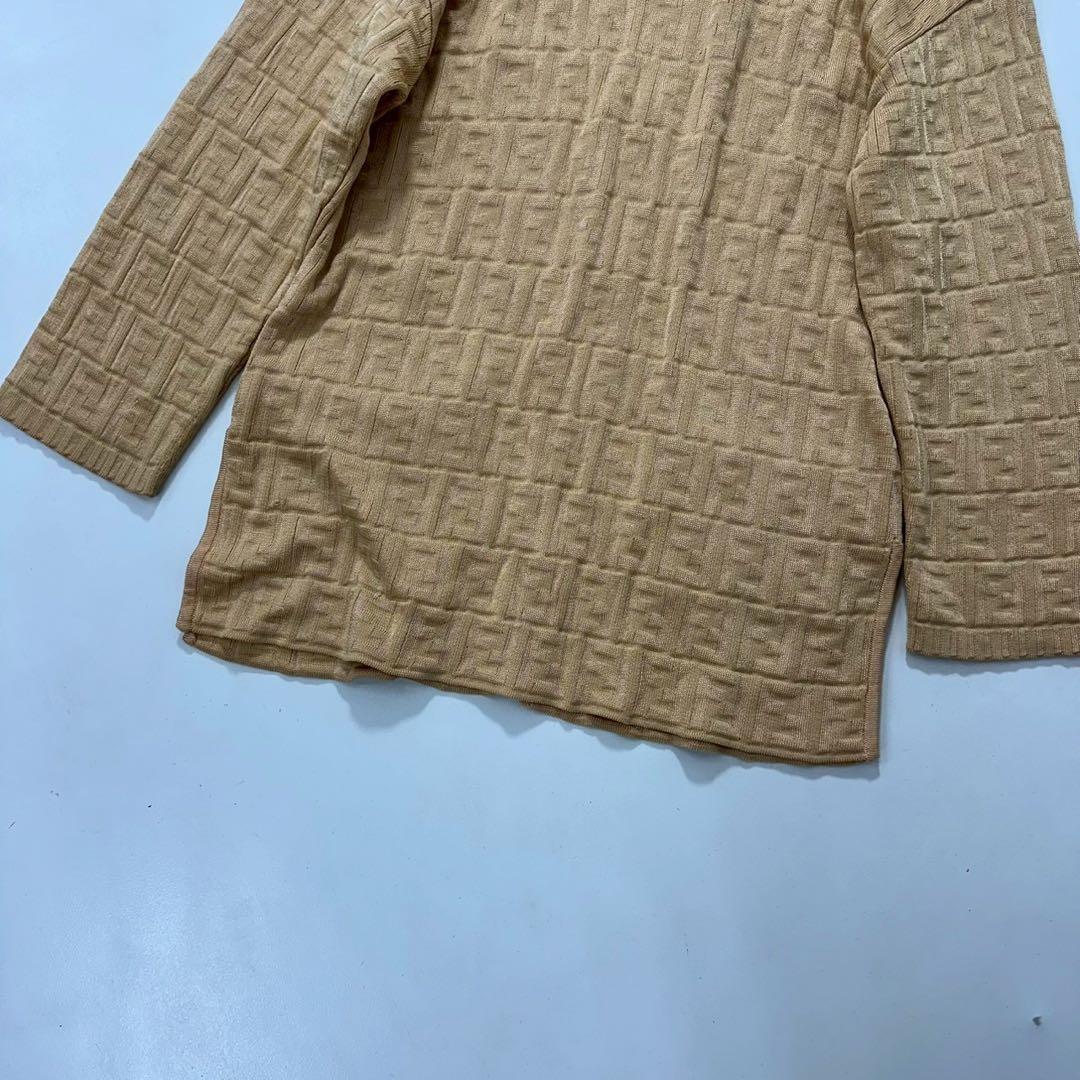 フェンディ ズッカ柄 ニットカーディガン ブラウン系 イタリア製 地模様