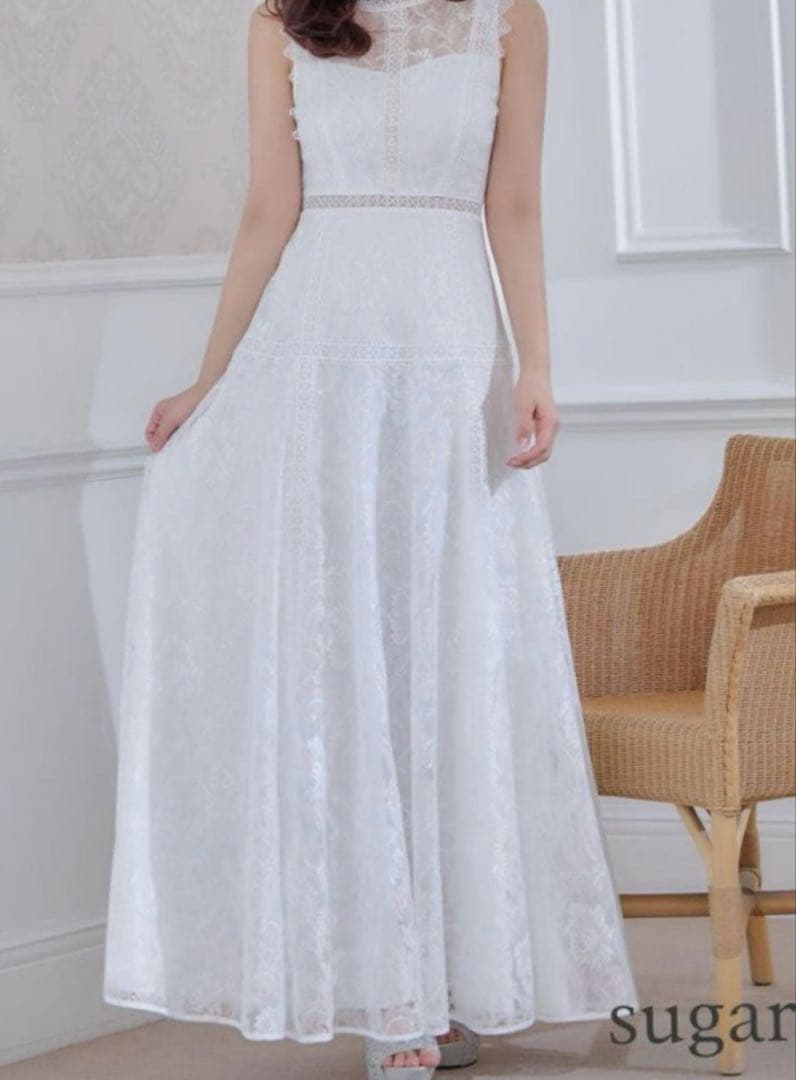 ERUKEI エルケイ白 レース キャバ ロングドレス