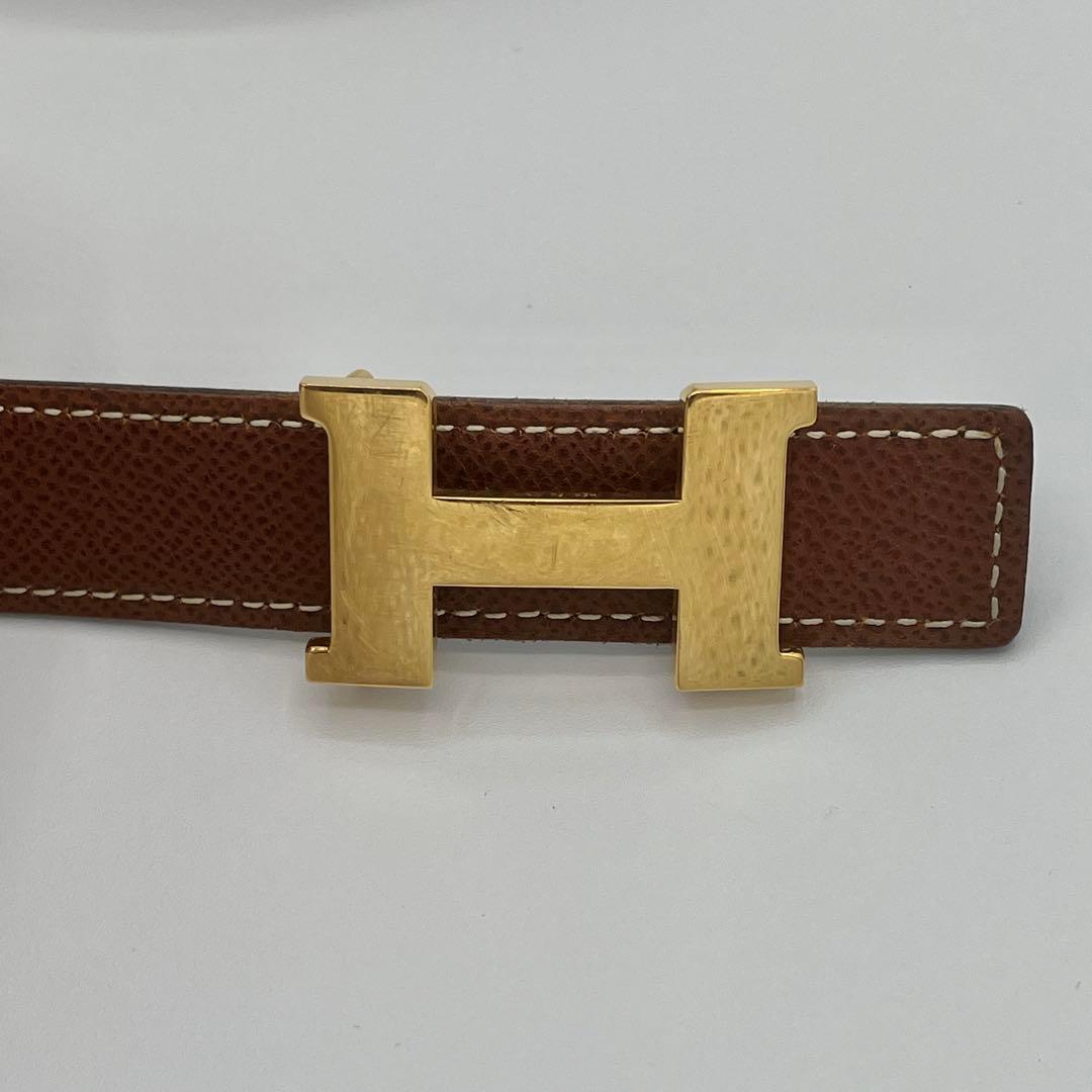 HERMES エルメス　ベルト　レザー　Hバッグル　箱・保存袋付き