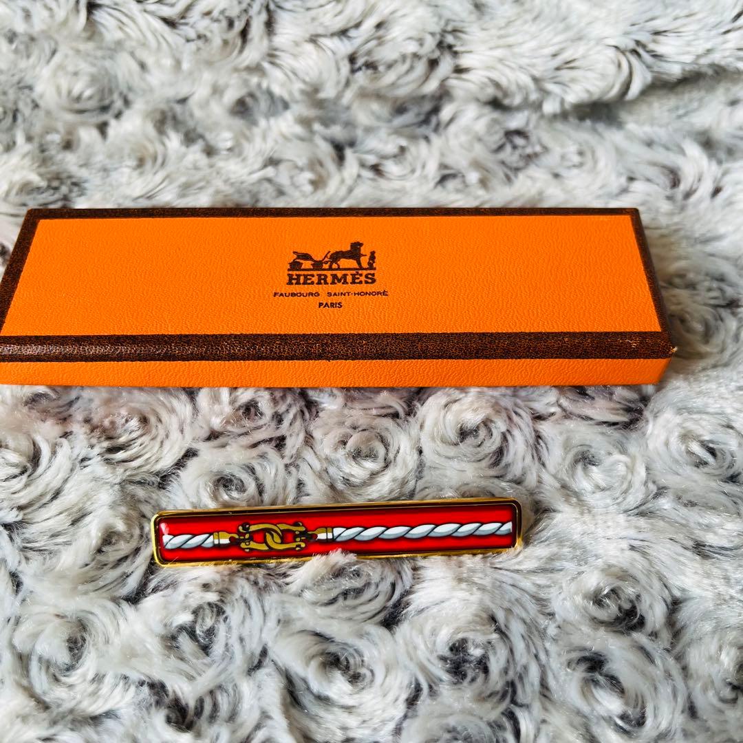 HERMES エマイユ 七宝焼き レッド ネクタイタイピン　タイバー