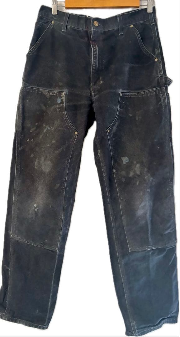 usa製 90s カーハート Carhartt ダブルニー ブラック！w34