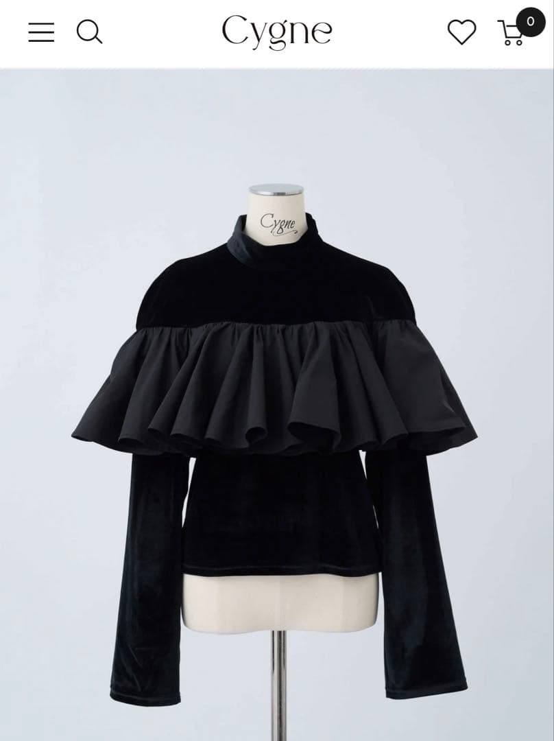 Cygne シーニュ　ベロアフロントフリルトップス Angeli