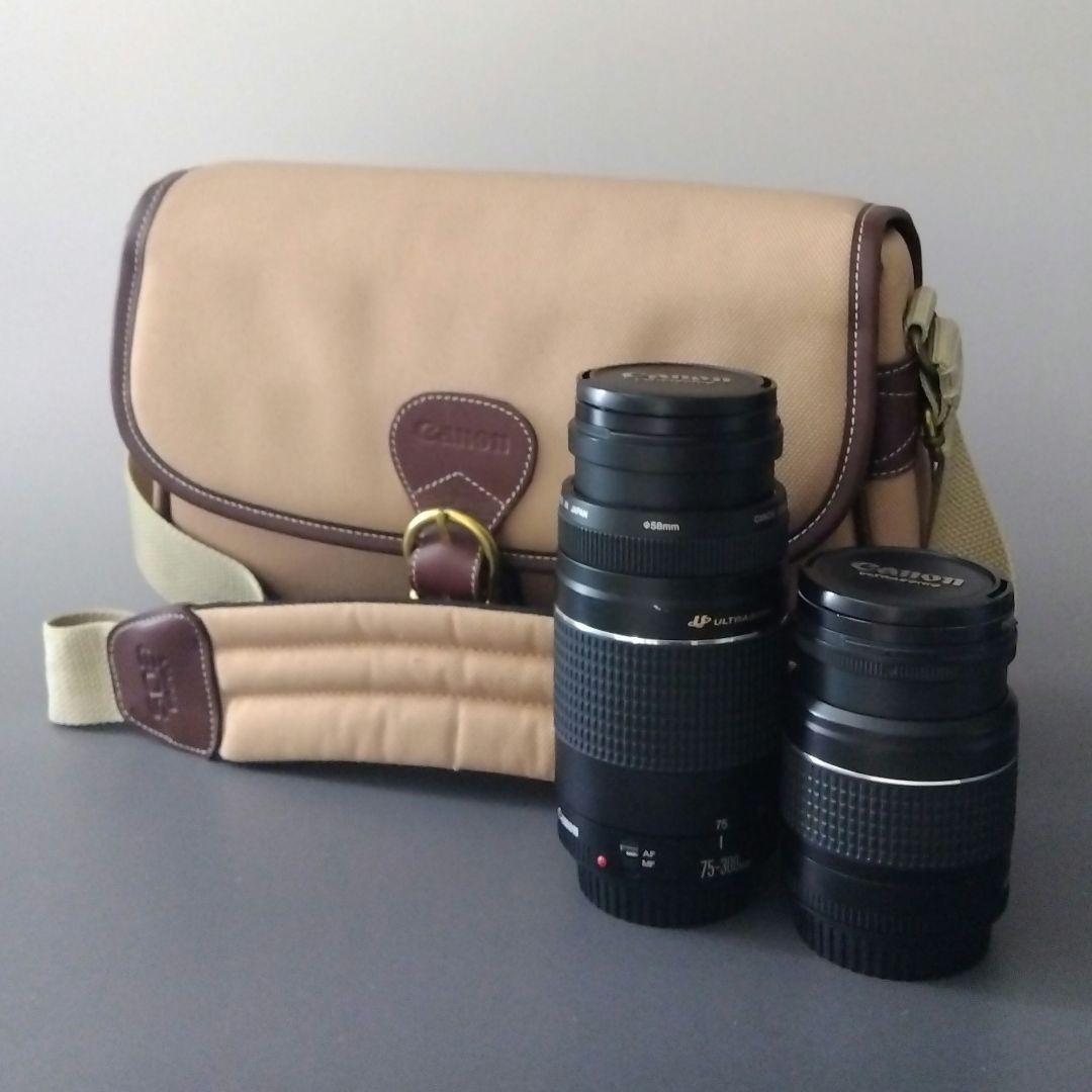 Canon EFレンズ2本（28-80/75-300mm）＋バッグ＋フィルター付