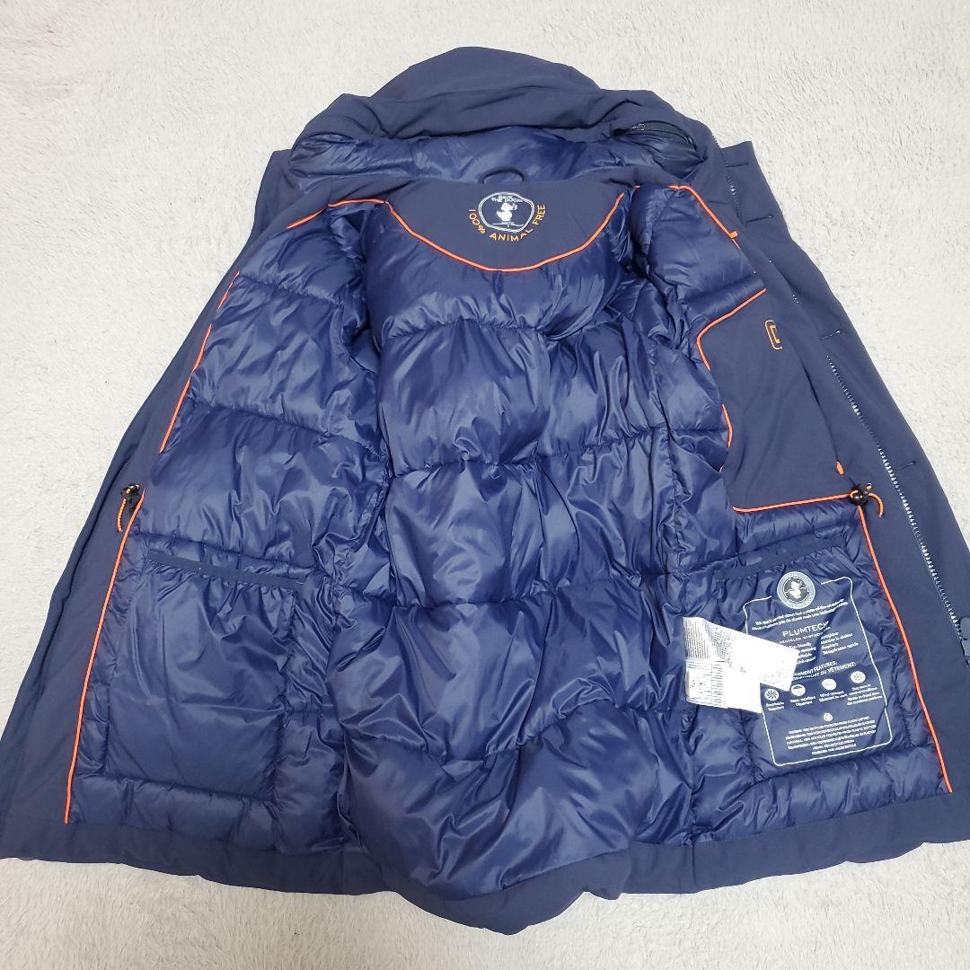 セイブザダックネイビー フード付きダウンジャケット