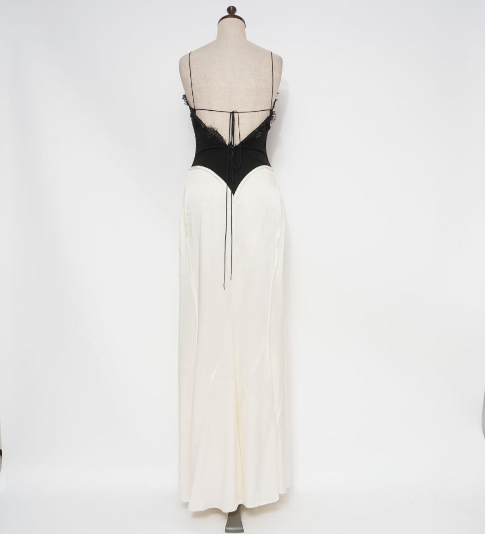 ヴィクトリアベッカム サテンレース切替パーティドレス 白 サイズ38*HD694