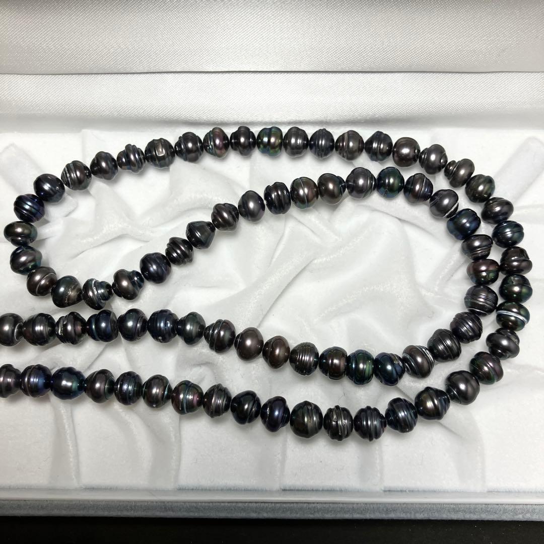 超ロング162㎝✨ 黒蝶真珠 パールネックレス 8mm珠 Silver