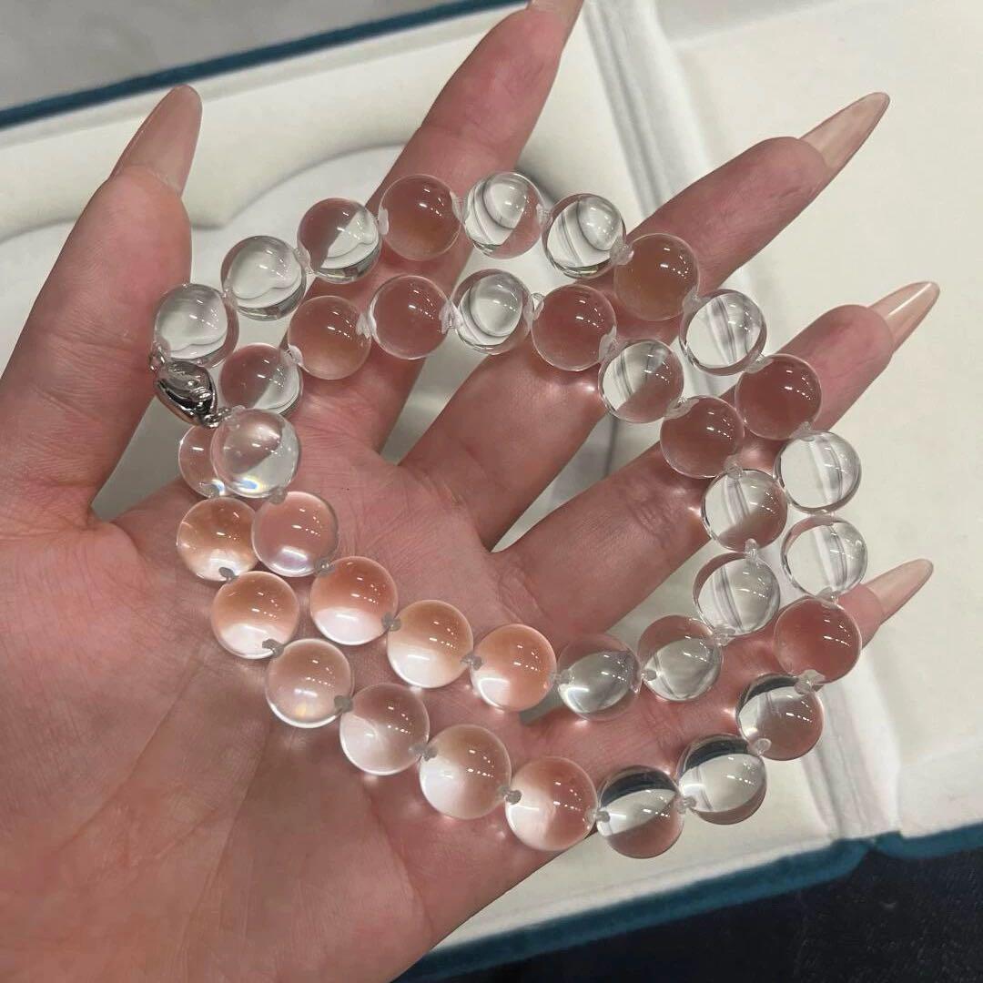 翔　天然石 本水晶 ネックレス 大粒 氷種 透き通る輝き 浄化x2点