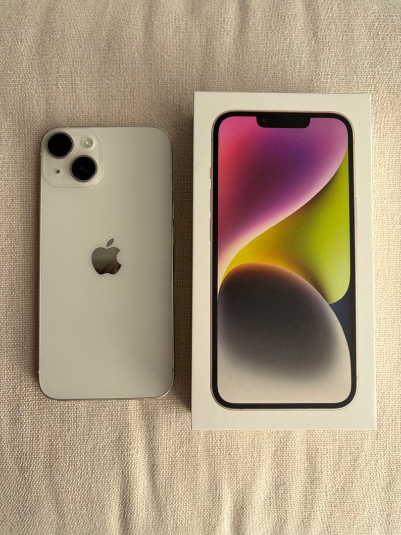 iPhone 14 ホワイト 128GB 箱有 SIMフリー 充電コード付き