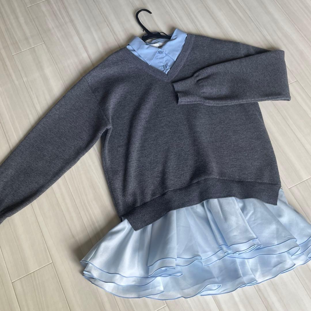 【最終値下げ・未使用美品】シャツドッキングフリルミニワンピース