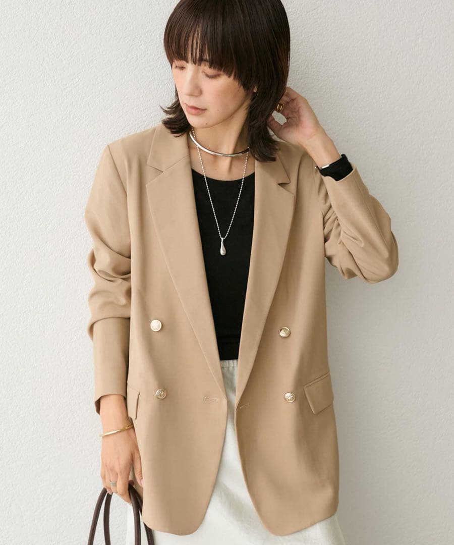 ストレッチツイルテーラードジャケット キャメル RIVE DROITE