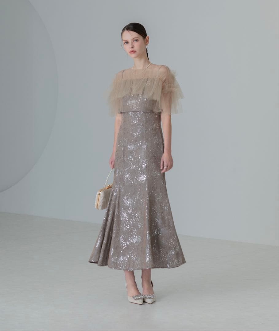 LEJA チュールフリルボレロペイントマーメイドドレスワンピース2点セット