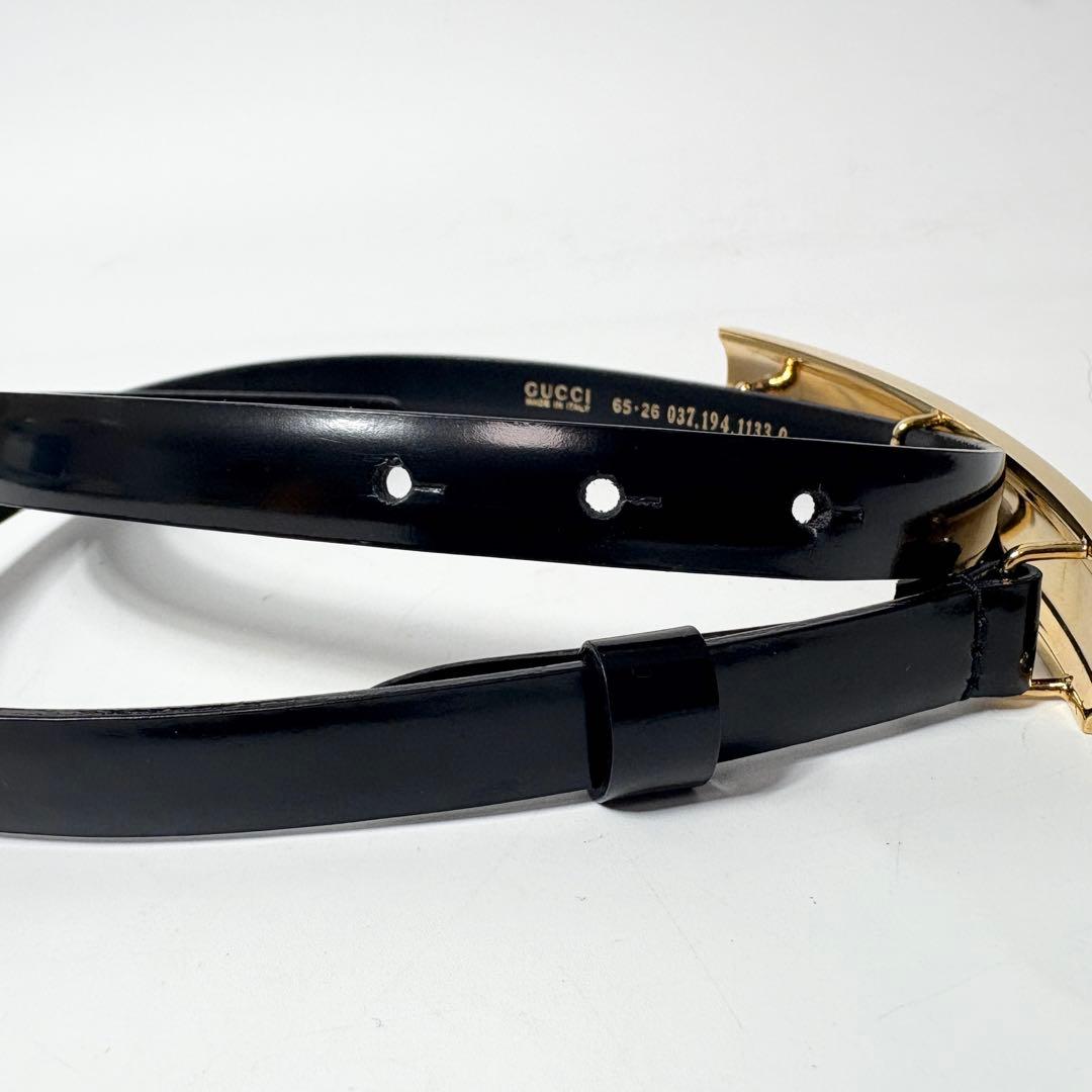 オールドグッチ　ゴールドバックル　エナメルレザー　レディースベルト　GUCCI