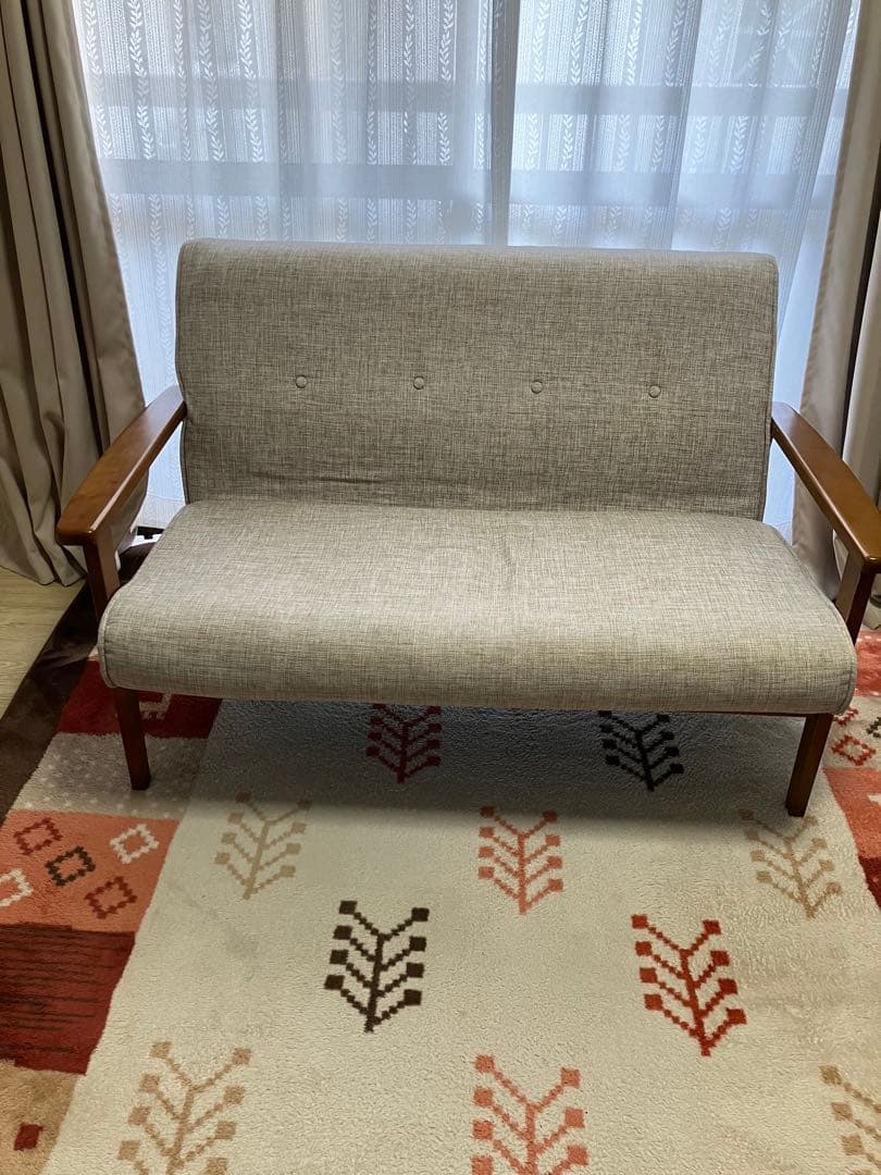 ビーカンパニー-グレー 布地 2人掛けソファ