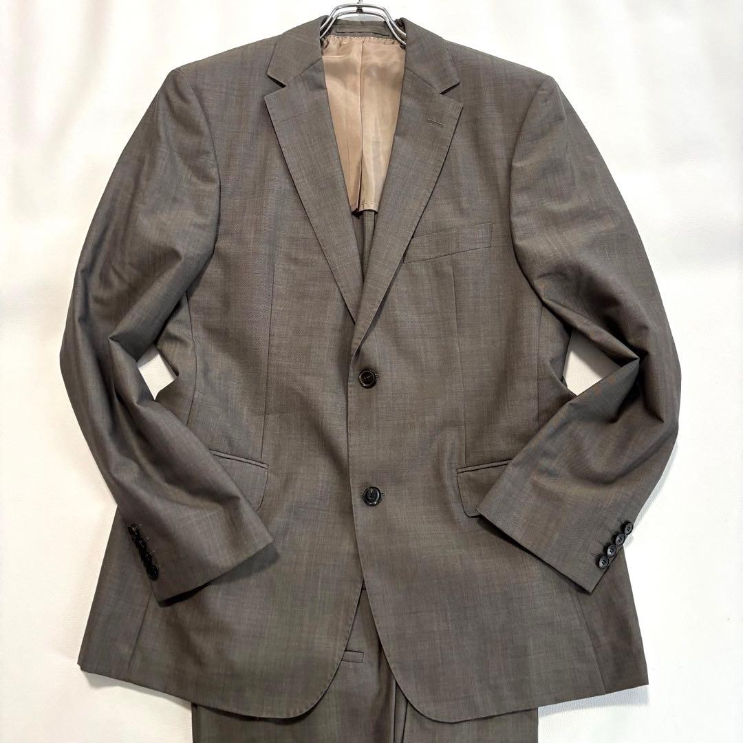 美品 ヒューゴボス[モヘヤ混 XLサイズ]スーツ セットアップ グレー系