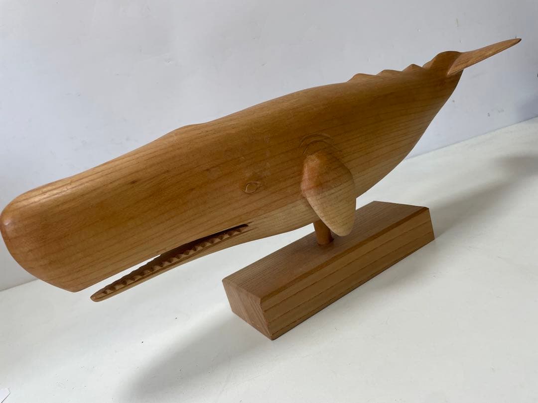 けやき木彫り マッコウクジラ ふるさと地場サンシャイン 宮城県牡鹿町 1990年