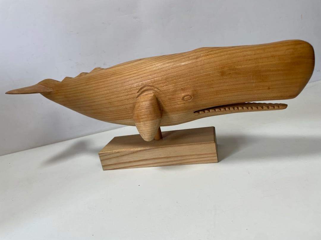 けやき木彫り マッコウクジラ ふるさと地場サンシャイン 宮城県牡鹿町 1990年