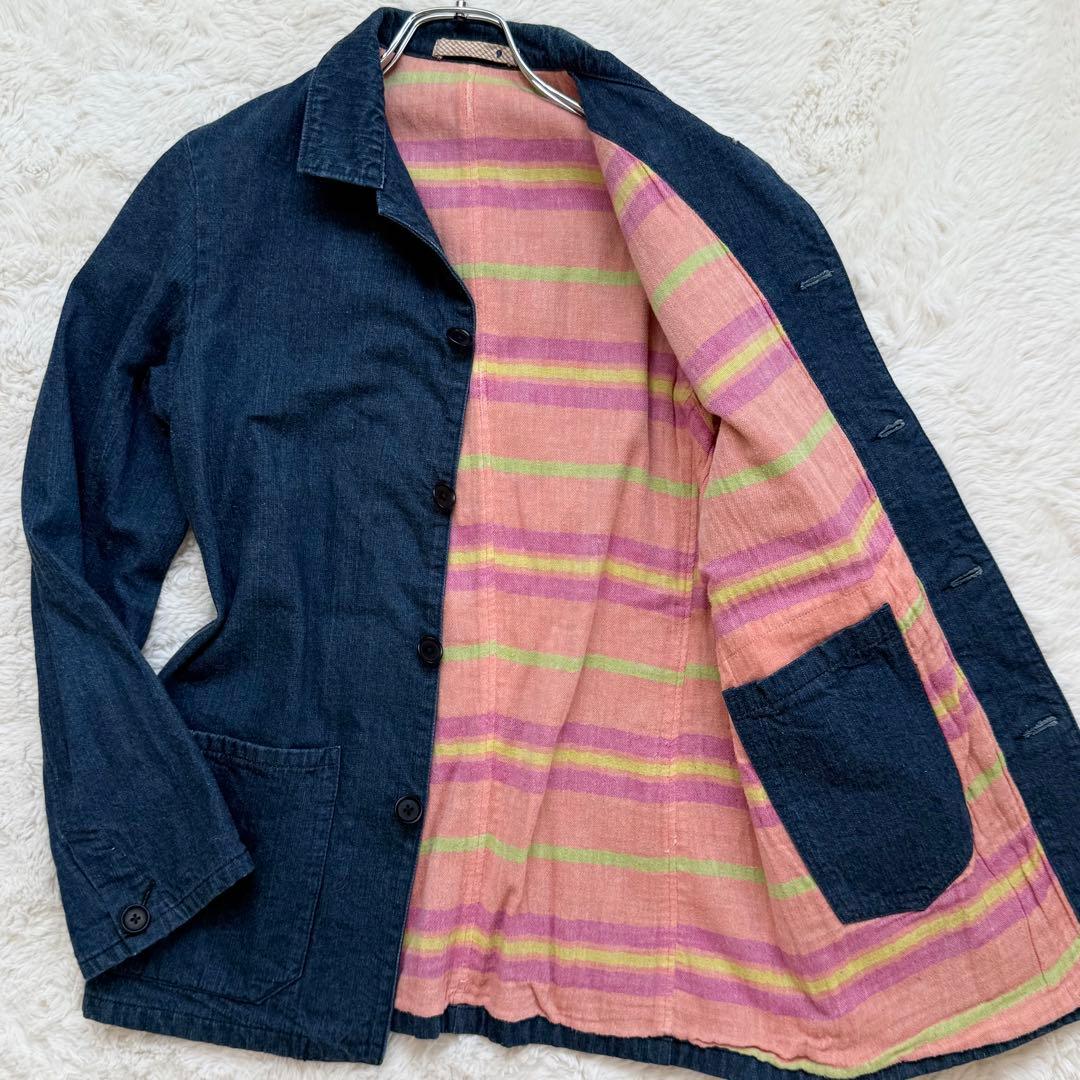 45rpm 裏地マルチカラー デニム カバーオール ワークジャケット L