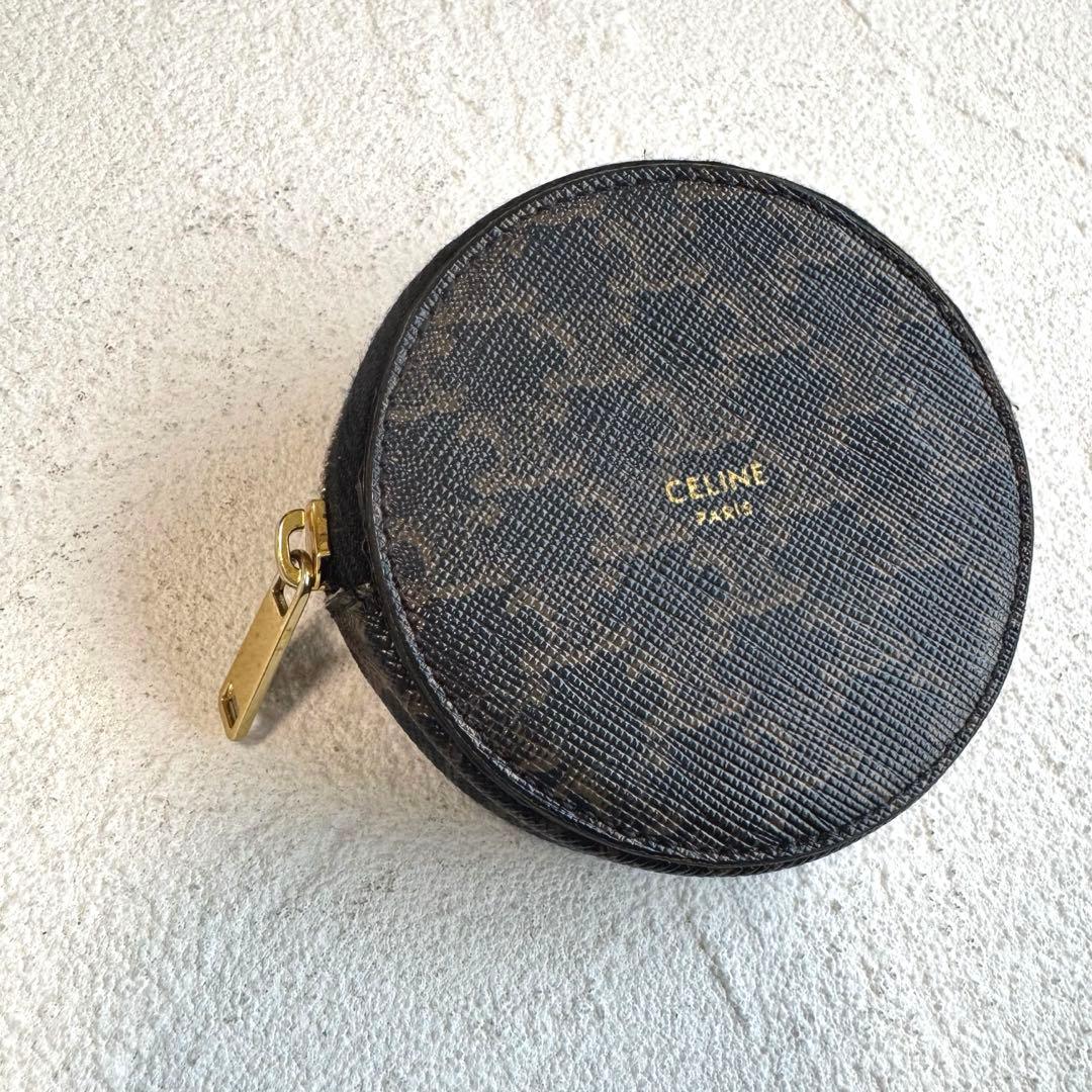 CELINE セリーヌ トリオンフ PVC 丸型 ケース ブラウン