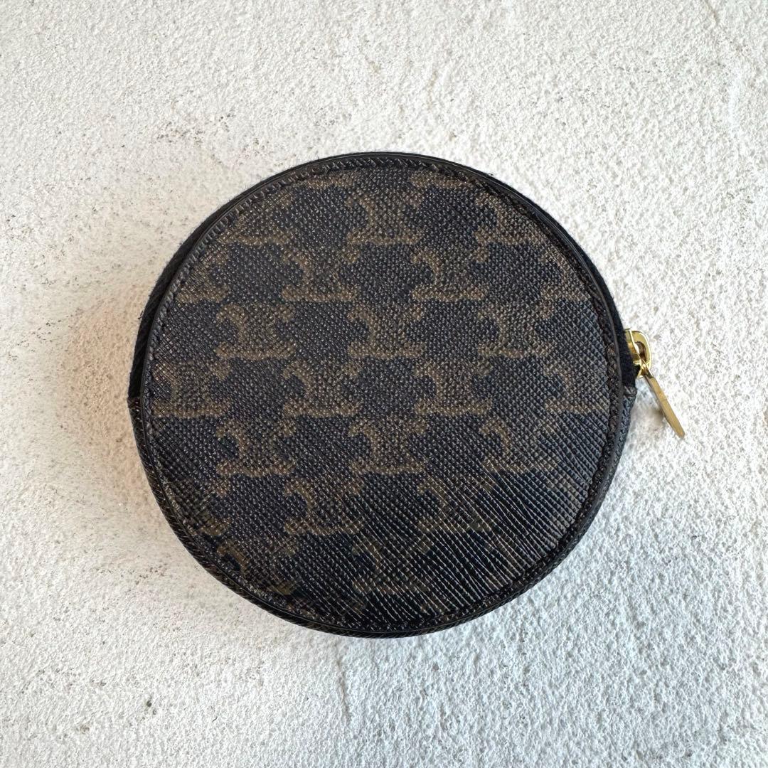 CELINE セリーヌ トリオンフ PVC 丸型 ケース ブラウン