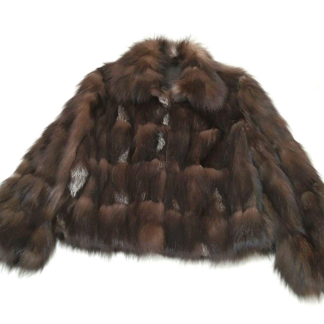 フォックス　毛皮 コート　ベリー　毛並み良好　リアルファー　ボリューム　ブラウン