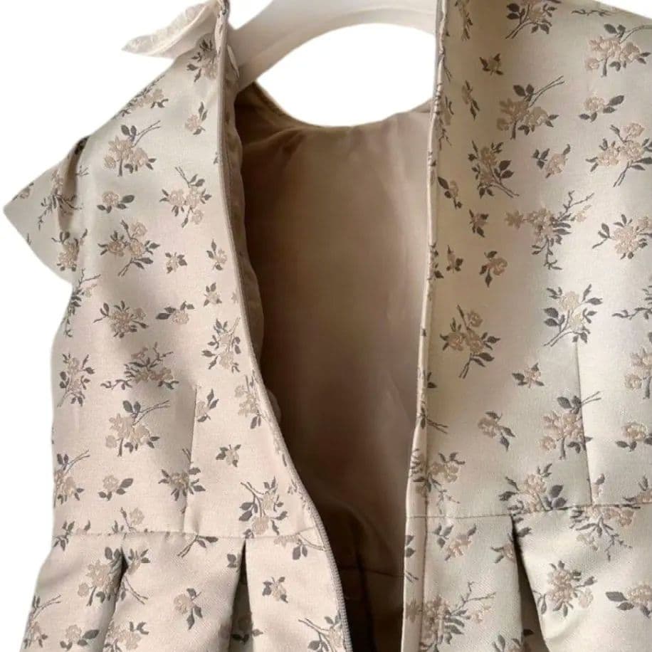 【120】エルアンノアール アンサンブル フォーマル ブラウン ベージュ 花柄