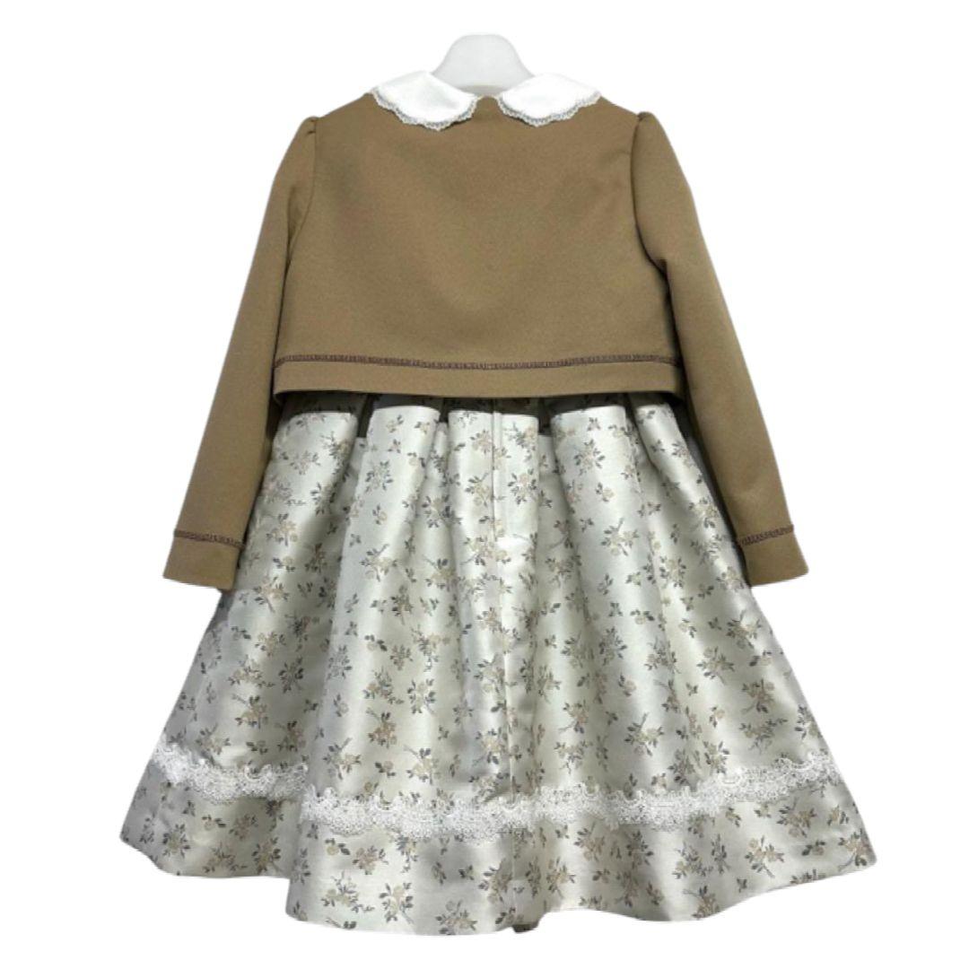 【120】エルアンノアール アンサンブル フォーマル ブラウン ベージュ 花柄