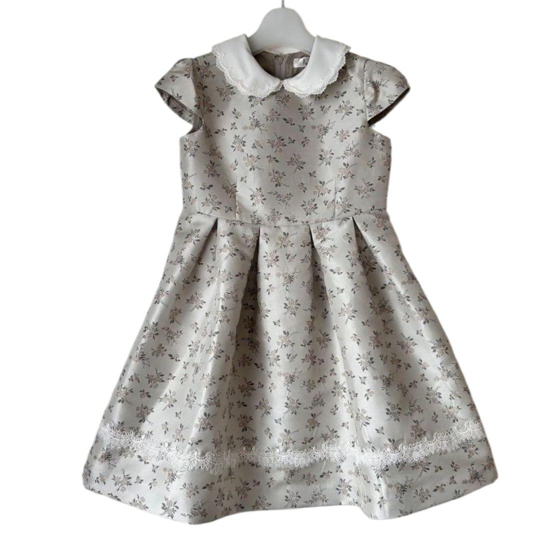 【120】エルアンノアール アンサンブル フォーマル ブラウン ベージュ 花柄