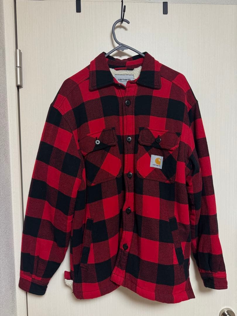 【Carhartt】カーハート ボア チェック ジャケット 赤 レッド S