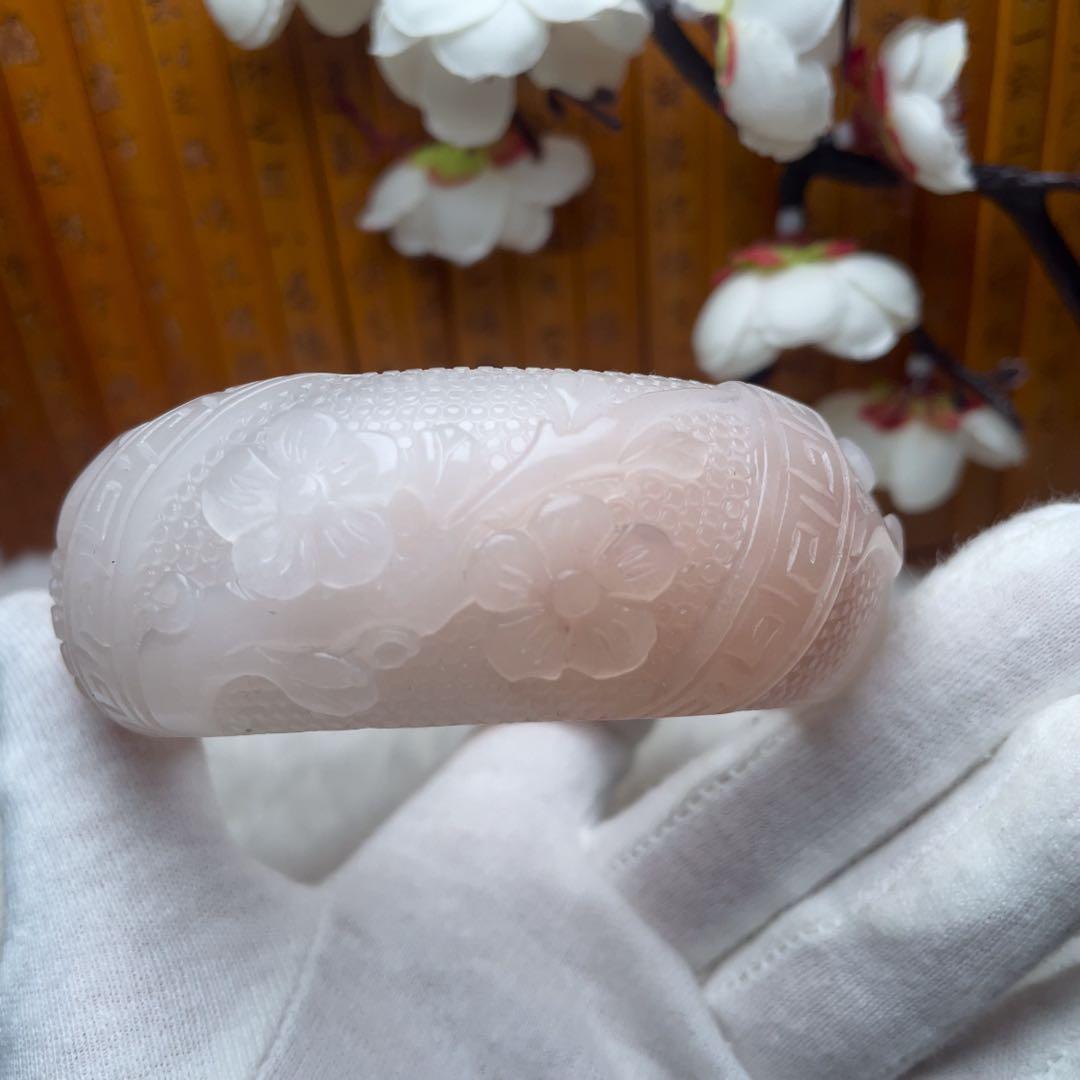 （62.5mm）天然石無処理【✨精品彫刻 梅蘭竹菊】 石英岩玉 パワーストーン