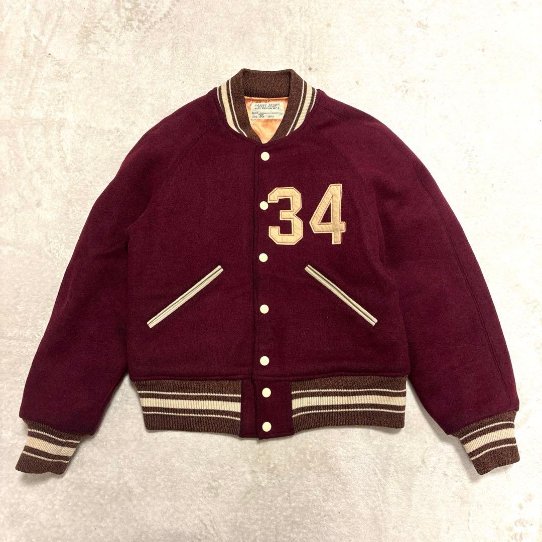 激レア⭐️BUZZ RICKSON スタジャン 刺繍　ワインレッド XLサイズ相当