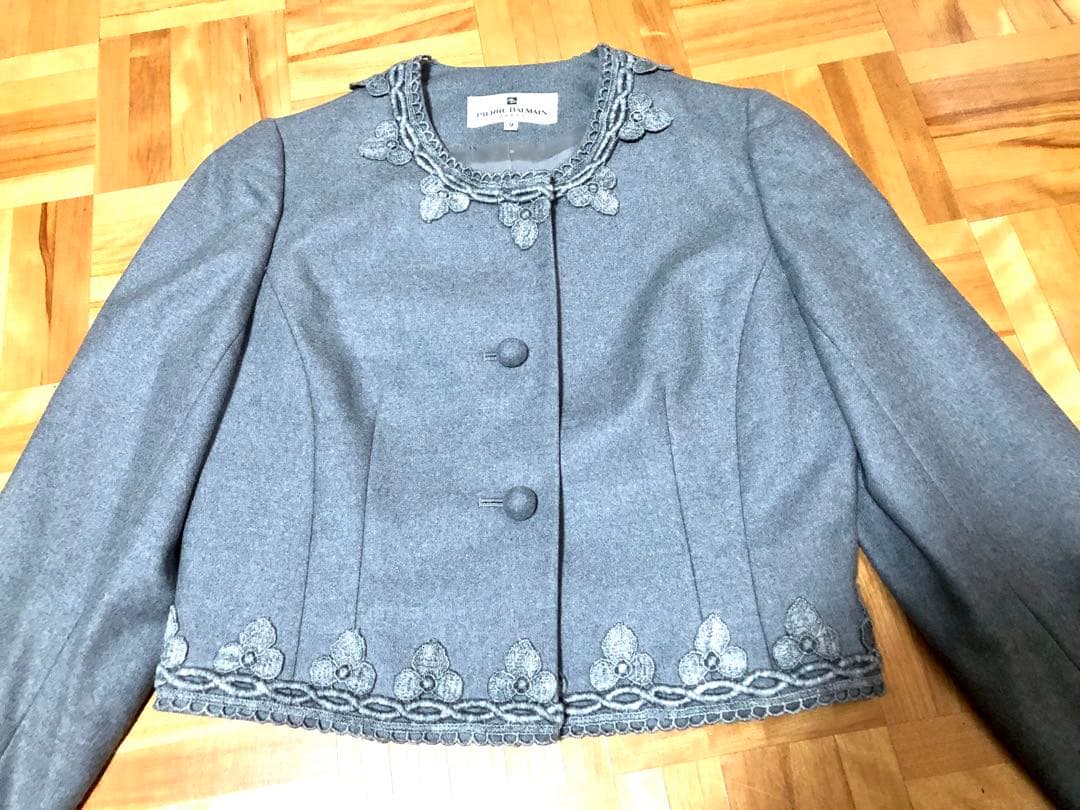 PIERRE BALMAIN レース付き フォーマル スーツ 毛100% 美品