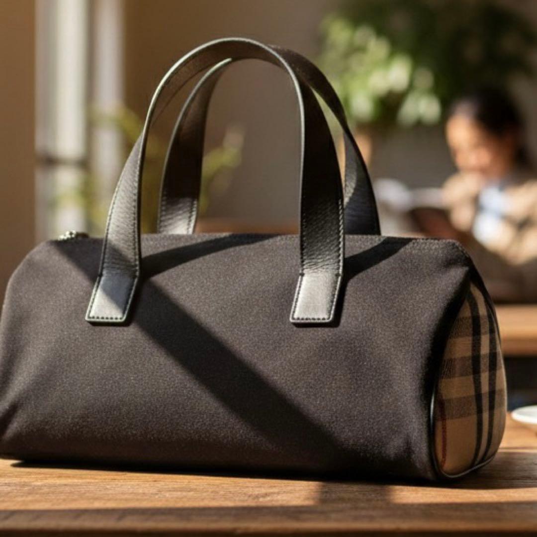 希少✨バーバリー ミニボストン ハンドバッグ キャンバス×レザー ノバチェック