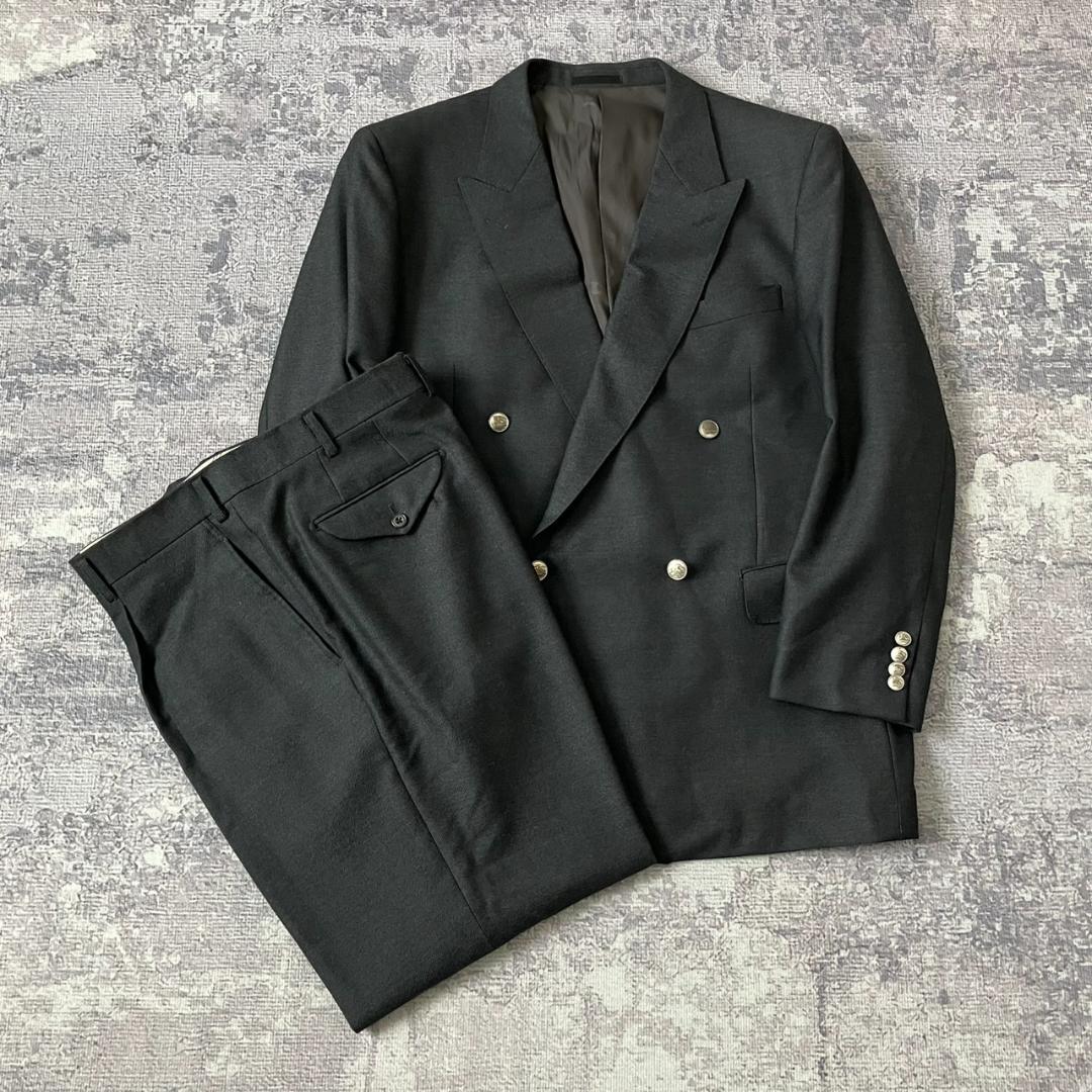 【超希少XL】バーバリーロンドン セットアップ スーツ ダブル 銀ボタン 180