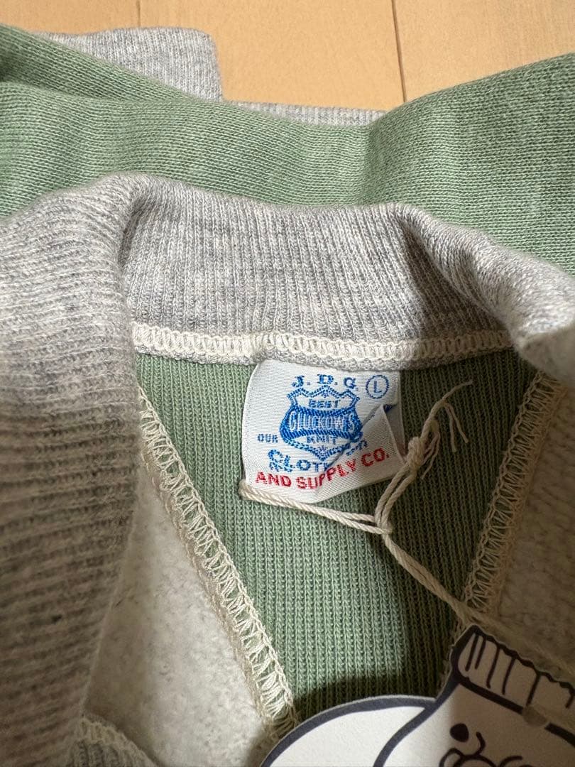 ウエアハウス ジョングラッコー　オートミール×ライトグリーン スウェット