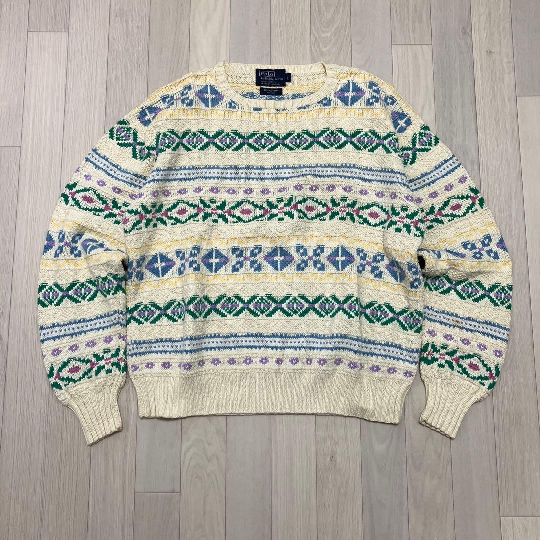 90s Polo by Ralph Lauren ハンドニット 総柄