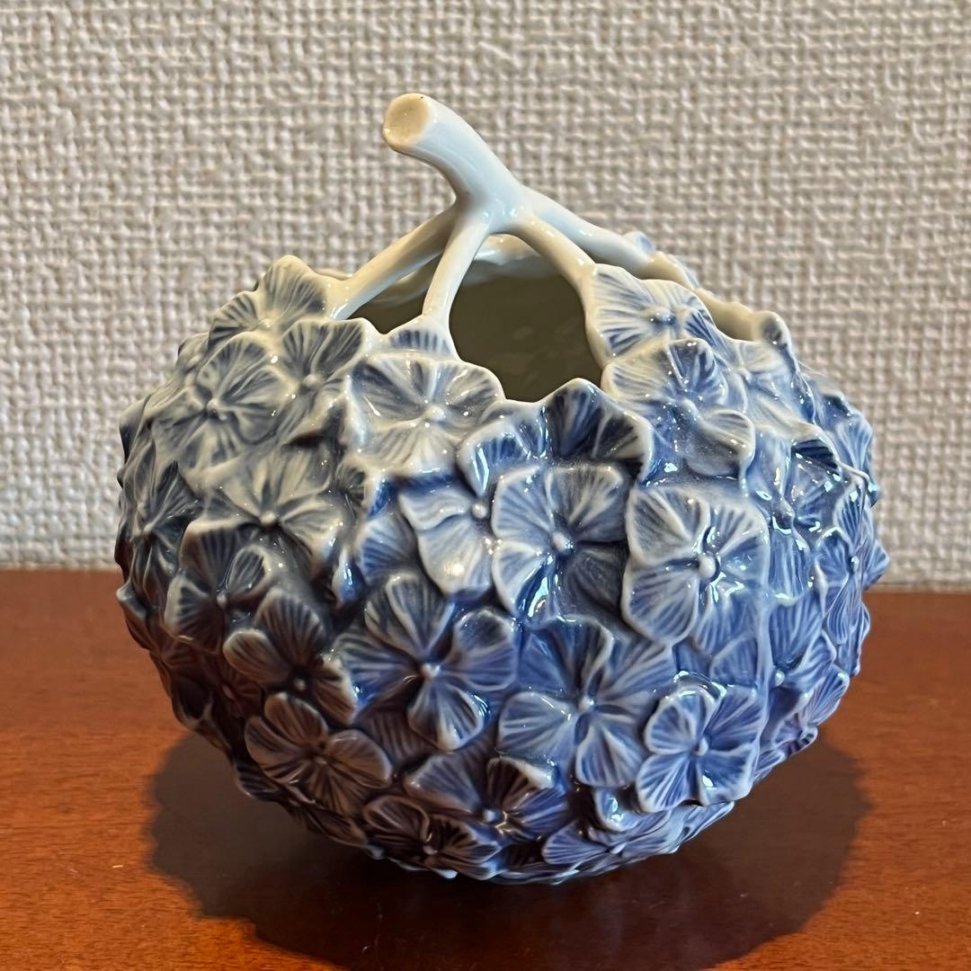 ロイヤルコペンハーゲン　青い紫陽花　花瓶　花器　置物　オブジェ　陶器　陶磁器
