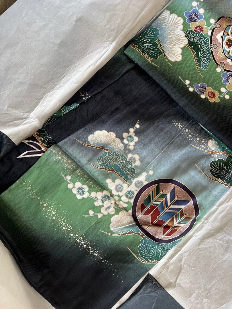 保管品 ) 正絹　男児　お宮参り 産着 きもの ドラゴン刺繍の伝統的和服