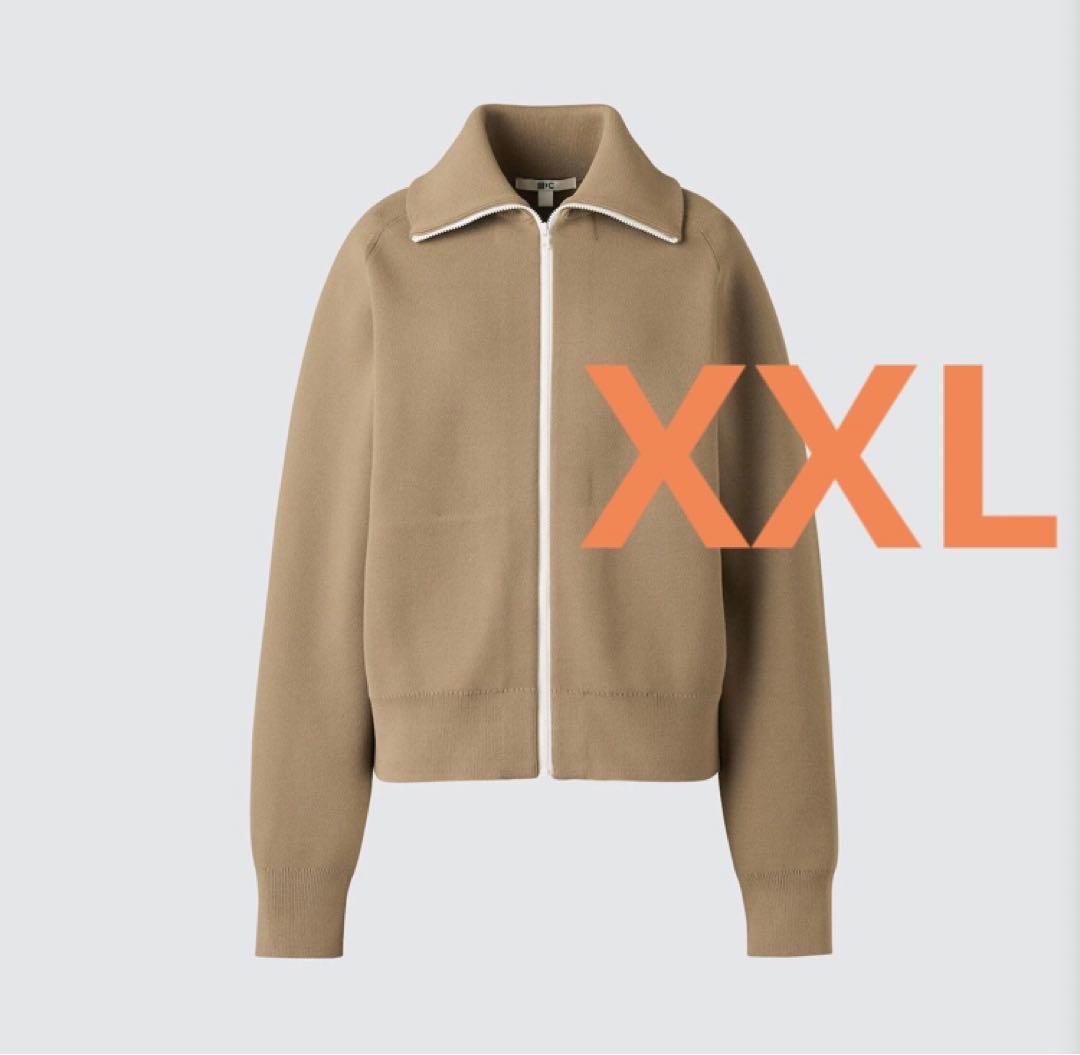 ユニクロC　ミラノリブフルジップカーディガン XXL ベージュ　②