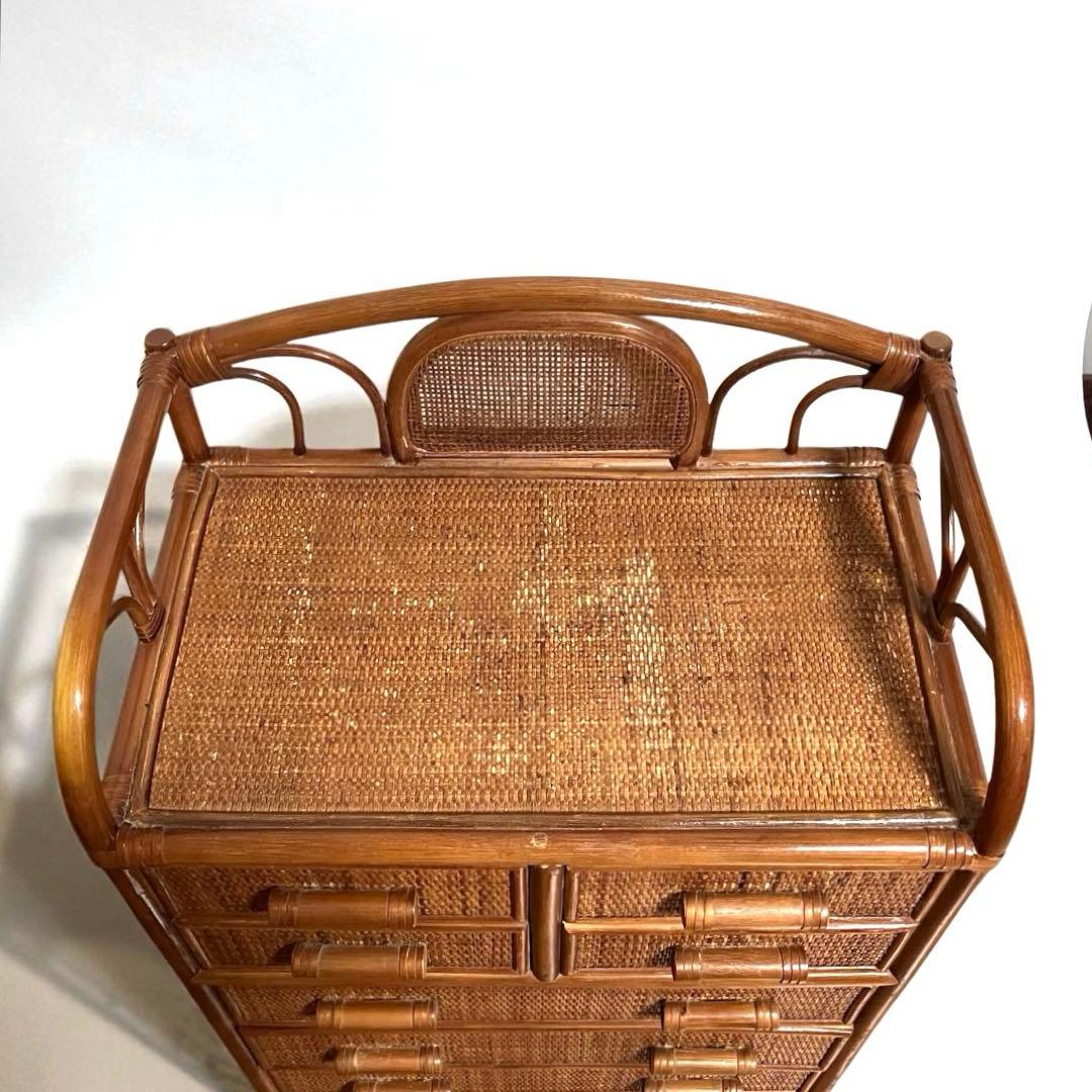 【良品】ラタン製　6段チェスト　籐家具　昭和レトロ　収納家具