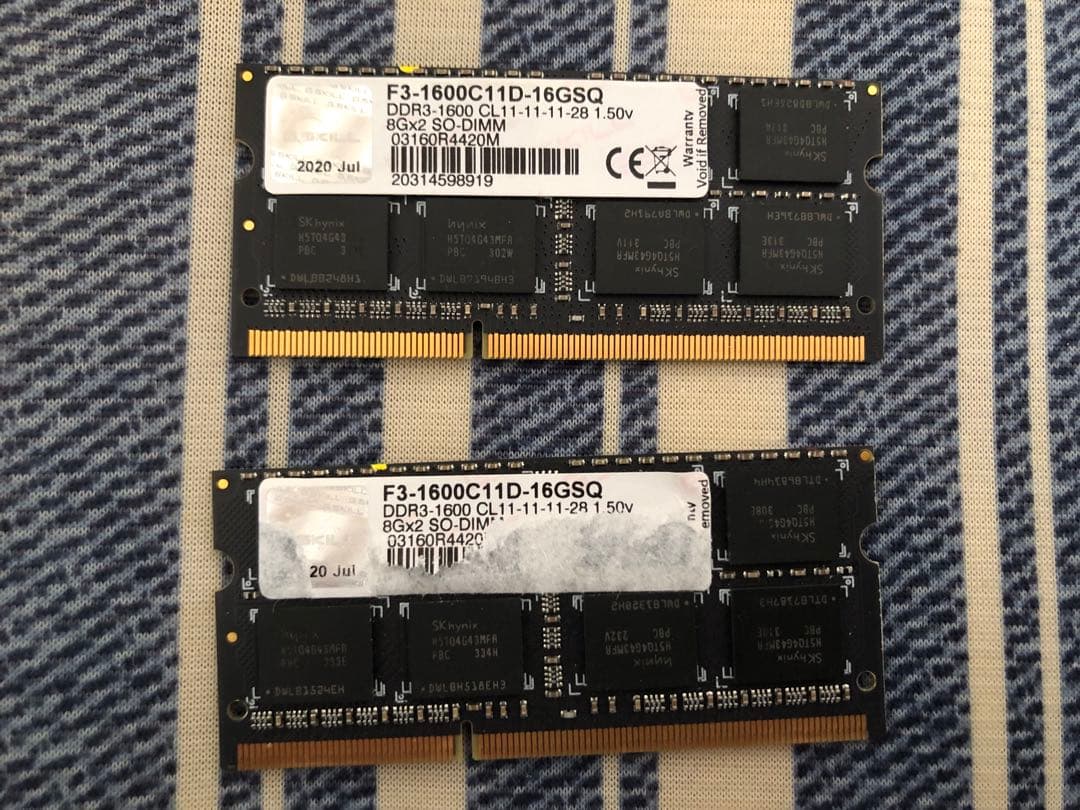 DDR3 1600MHz 8GB メモリモジュール2枚セット