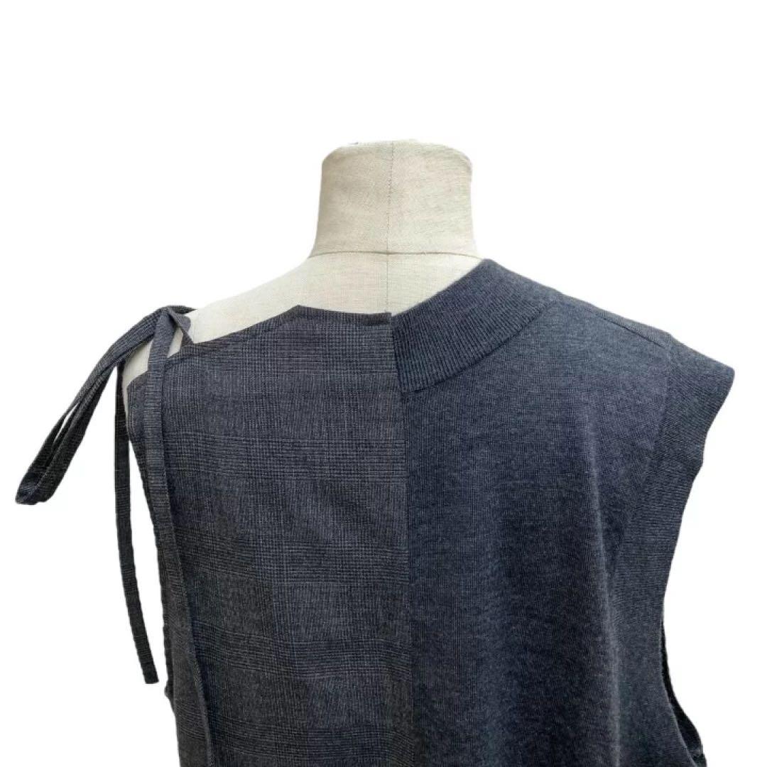 アシンメトリー ニットベスト ダークグレー